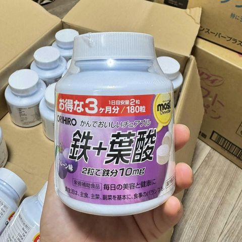 Viên nhai sắt bổ máu Orihiro Japan 180 viên