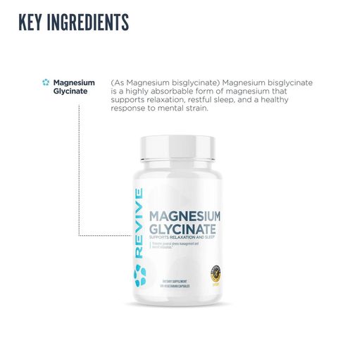 Viên uống bổ sung Magnesium Glycinate 200mg của Revive giúp thư giãn, giảm căng thẳng, cải thiện giấc ngủ và trí nhớ