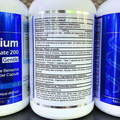 Viên uống CanPrev Magnesium Bis-Glycinate 200mg Giúp giảm căng thẳng,cải thiện giấc ngủ ,chuột rút,tim mạch,Tăng cường sức khỏe xương