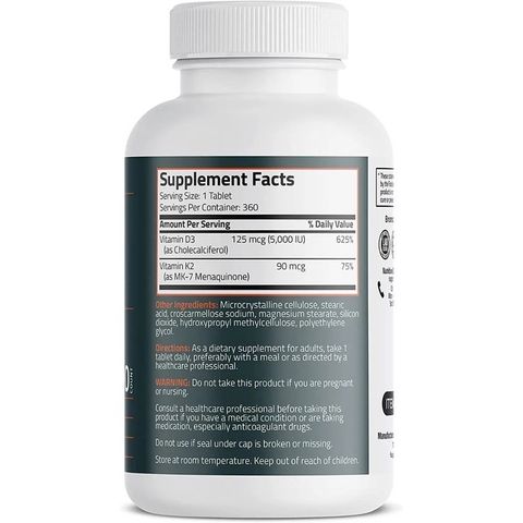 Organic Vitamin K2 D3 - 120/ 360 viên Mỹ - Giúp xương chắc khỏe, tăng sức đề kháng