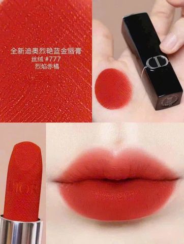 Son Dior 777 Rouge Couture Velvet & Satin - Đỏ Thời Thượng Chất Satin Dưỡng Ẩm, Kem Môi Cao Cấp