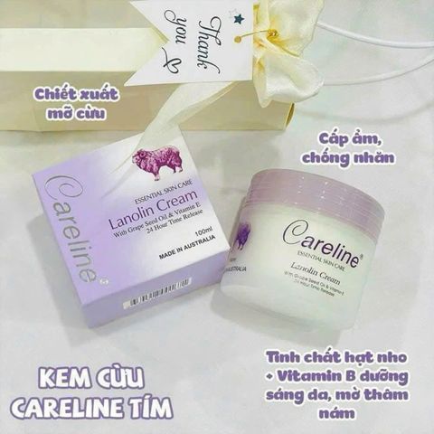 Kem Dưỡng Cừu Tím Lanolin Careline 100ml - Serum Dưỡng Da Mịn Màng, Phục Hồi Ẩm Cho Làn Da Khỏe Mạnh