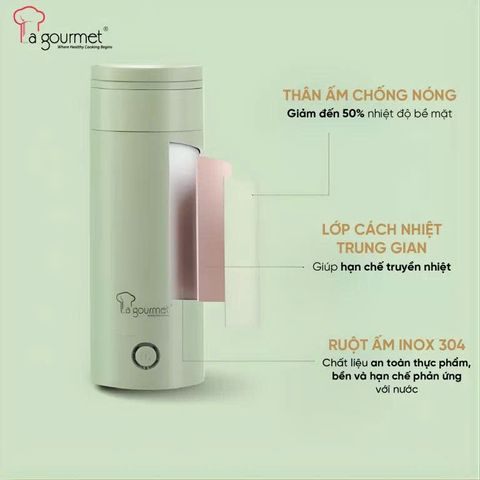 Bình đun nước điện du lịch La gourmet 0.35L inox 304