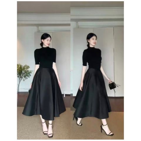 [sẵn] Chân váy thiết kế dáng dài RICH SKIRT bồng xoè 360 độ màu đen tafta hết 3 mét vải/  mẫu mới 2026