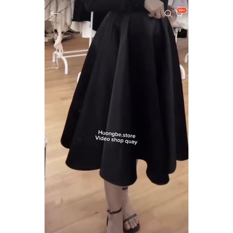 [sẵn] Chân váy thiết kế dáng dài RICH SKIRT bồng xoè 360 độ màu đen tafta hết 3 mét vải/  mẫu mới 2026