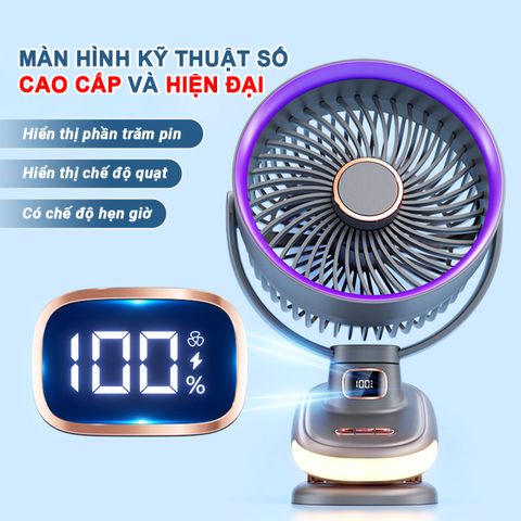Hàng Cao Cấp - Quạt tích điện, Quạt kẹp mini hẹn giờ có đèn ngủ chỉnh tốc độ gió Pin dung lượng cao 20.000mah NA12