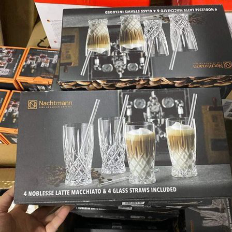 Bộ cốc Nachtmann 104671 Noblesse Latte Macchiato Set 4 dung tích 350ml, kèm ống hút