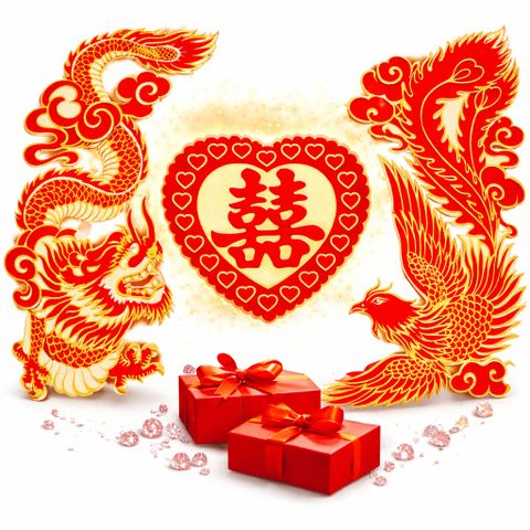 Bộ rồng phụng nhung trang trí cưới