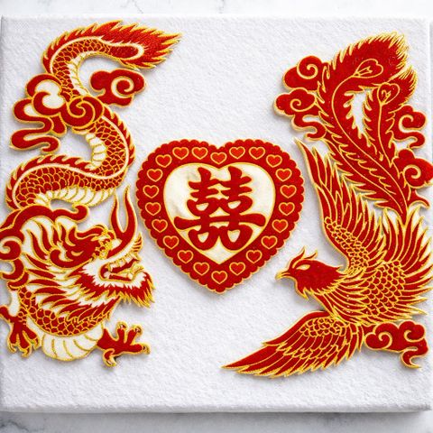 Bộ rồng phụng nhung trang trí cưới