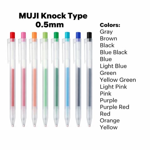 Bút Bi Muji Ngòi Bấm 0.5mm - Bút Gel Muji Nhiều Màu Sắc Trẻ Trung - Văn Phòng Phẩm Style Hàn Quốc Nhật Bản