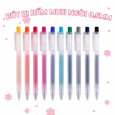 Bút Bi Muji Ngòi Bấm 0.5mm - Bút Gel Muji Nhiều Màu Sắc Trẻ Trung - Văn Phòng Phẩm Style Hàn Quốc Nhật Bản