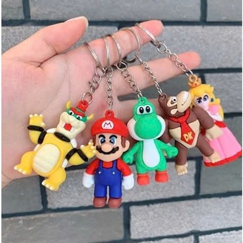 Bộ 5 Móc Khóa Nhân Vật Super Mario PVC Cho Cặp Sách