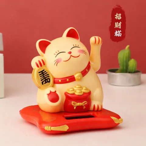 Mô Hình Mèo Thần Tài (Maneki-neko) mini sử dụng năng lượng mặt trời