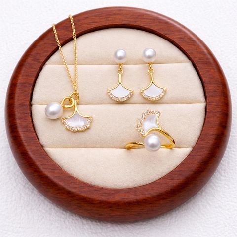 Thanh Xuân Vĩnh Cửu - Set Phụ Kiện Họa Tiết Lá Ngân Hạnh Mix Đá Trắng.