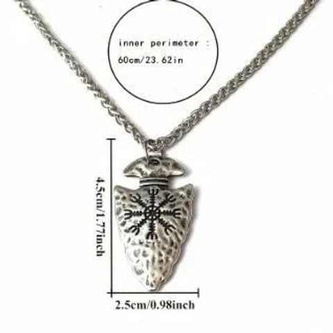Dây Chuyền Nam Viking - Mặt Mũi Tên Khắc Ấn Rune Vegvísir - Phong Cách Gothic, Retro Mạnh Mẽ.