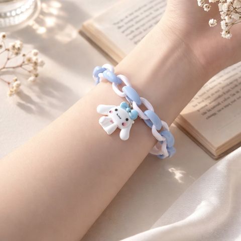Vòng Tay Xích Nhựa Cinnamoroll Phối Màu Pastel – Lắc Tay Đôi Bạn Thân Phong Cách Y2K Cute.