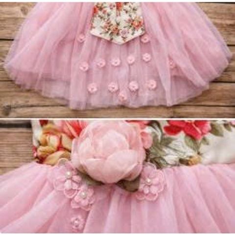 Đầm Tiệc Bé Gái Cao Cấp - Váy Công Chúa Phồng Xòe Họa Tiết Hoa Vintage