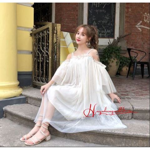Đầm công chúa trễ vai đính cườm