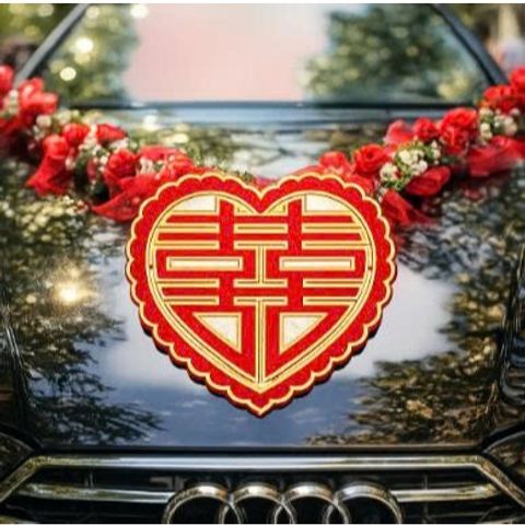Chữ song hỉ decal dán xe cưới