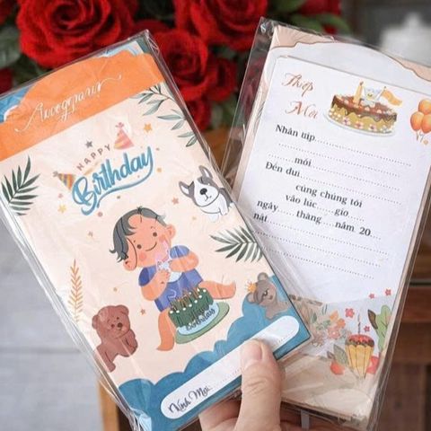 Thiệp mời sinh nhật phong cách dễ thương