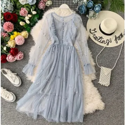 Đầm Ulzzang công chúa đính kim tuyến