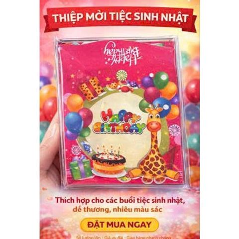 Thiệp sinh nhật khổ vuông dành cho bé gái