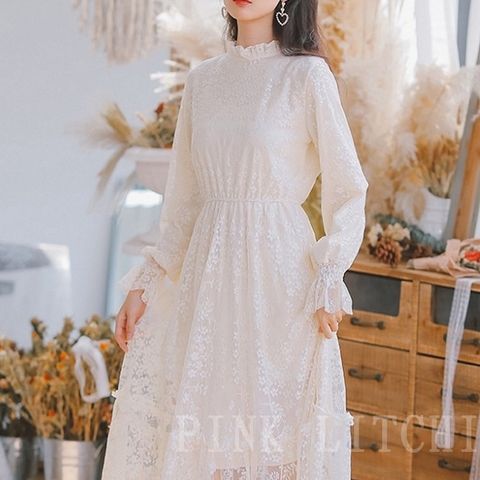 Đầm hoa mai tay dài phong cách Hàn Quốc