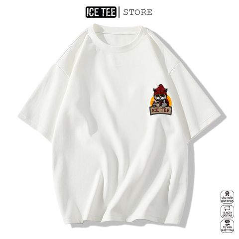 Áo Thun Nữ, Áo Phông Nam Nữ Unisex Tay Lỡ ICETEE Mã i44 Hình in Mèo Icetee Cute Chất Cotton Form Rộng Phong Cách Ulzzang