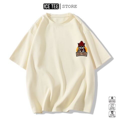 Áo Thun Nữ, Áo Phông Nam Nữ Unisex Tay Lỡ ICETEE Mã i44 Hình in Mèo Icetee Cute Chất Cotton Form Rộng Phong Cách Ulzzang