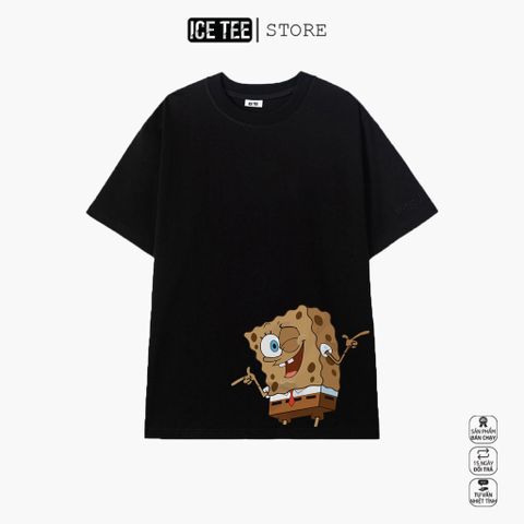 Áo Thun Nữ, Áo Phông Nam Nữ Unisex Tay Lỡ ICETEE Mã i33 Hình in Spongebob Cute Chất Cotton Form Rộng Phong Cách Ulzzang