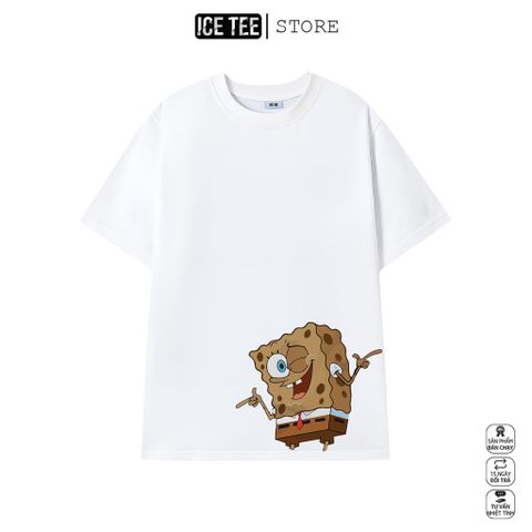 Áo Thun Nữ, Áo Phông Nam Nữ Unisex Tay Lỡ ICETEE Mã i33 Hình in Spongebob Cute Chất Cotton Form Rộng Phong Cách Ulzzang