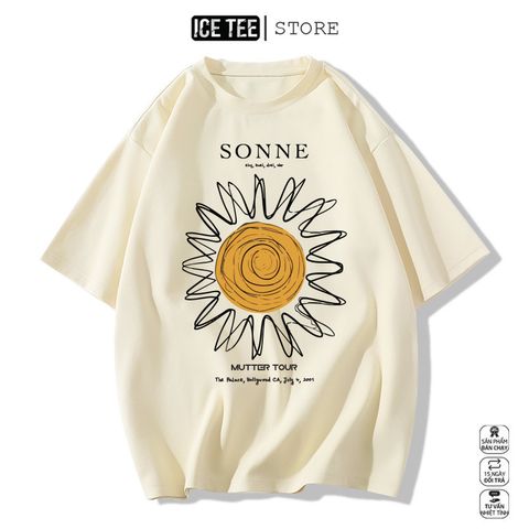 Áo Thun Nữ, Áo Phông Nam Nữ Unisex Tay Lỡ ICETEE Mã i39 Hình in Sonne Cute Chất Cotton Form Rộng Phong Cách Ulzzang