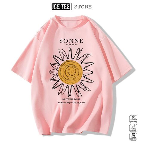 Áo Thun Nữ, Áo Phông Nam Nữ Unisex Tay Lỡ ICETEE Mã i39 Hình in Sonne Cute Chất Cotton Form Rộng Phong Cách Ulzzang