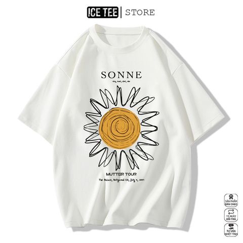 Áo Thun Nữ, Áo Phông Nam Nữ Unisex Tay Lỡ ICETEE Mã i39 Hình in Sonne Cute Chất Cotton Form Rộng Phong Cách Ulzzang