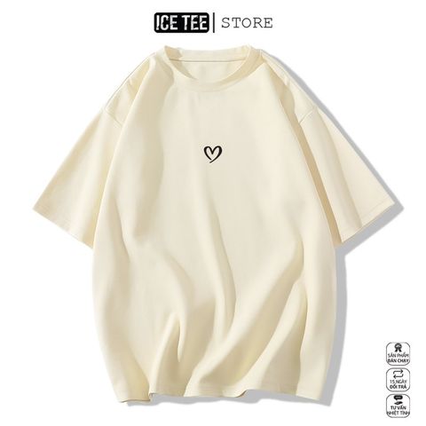Áo Thun Nữ, Áo Phông Nam Nữ Unisex Tay Lỡ ICETEE Mã i56 Hình in Mini Heart Cute Chất Cotton Form Rộng Phong Cách Ulzzang