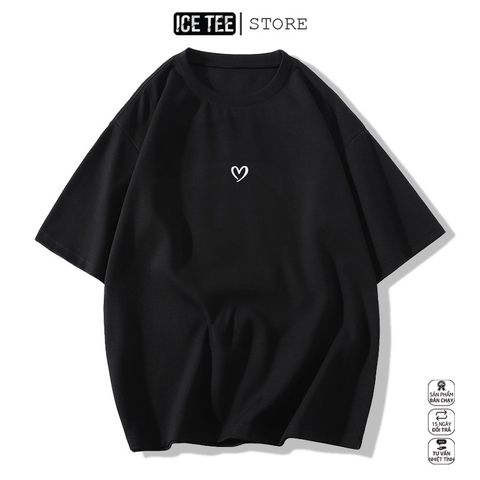 Áo Thun Nữ, Áo Phông Nam Nữ Unisex Tay Lỡ ICETEE Mã i56 Hình in Mini Heart Cute Chất Cotton Form Rộng Phong Cách Ulzzang