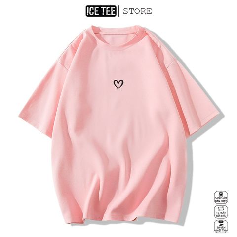 Áo Thun Nữ, Áo Phông Nam Nữ Unisex Tay Lỡ ICETEE Mã i56 Hình in Mini Heart Cute Chất Cotton Form Rộng Phong Cách Ulzzang