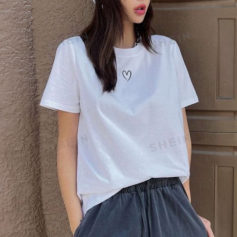 Áo Thun Nữ, Áo Phông Nam Nữ Unisex Tay Lỡ ICETEE Mã i56 Hình in Mini Heart Cute Chất Cotton Form Rộng Phong Cách Ulzzang
