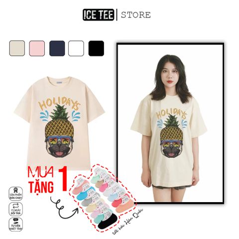 Áo Thun PitBull Holidays ICETEE i05 Unisex Cottton Co Giãn, Áo Phông Tay Lỡ Cổ Tròn Form Oversize Thời Trang Nam Nữ