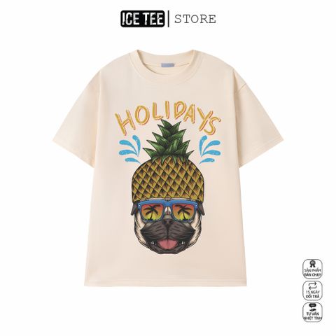 Áo Thun PitBull Holidays ICETEE i05 Unisex Cottton Co Giãn, Áo Phông Tay Lỡ Cổ Tròn Form Oversize Thời Trang Nam Nữ