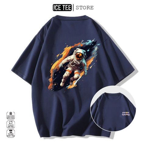 Áo Thun Nữ, Áo Phông Nam Nữ Unisex Tay Lỡ ICETEE Mã i46 Hình in Phi Hành Gia Chất Cotton Form Rộng Phong Cách Ulzzang