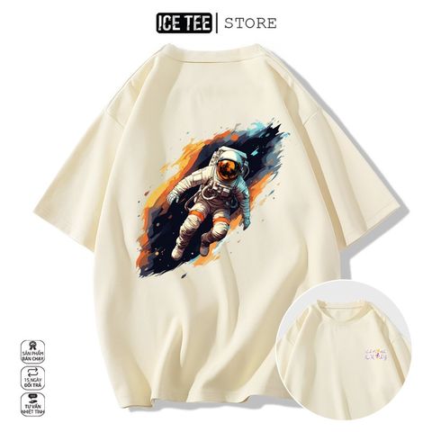 Áo Thun Nữ, Áo Phông Nam Nữ Unisex Tay Lỡ ICETEE Mã i46 Hình in Phi Hành Gia Chất Cotton Form Rộng Phong Cách Ulzzang