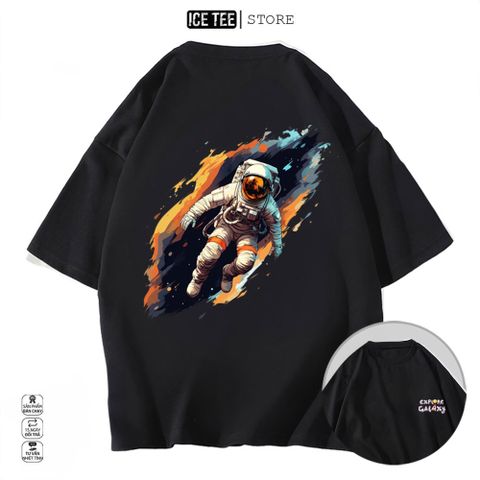 Áo Thun Nữ, Áo Phông Nam Nữ Unisex Tay Lỡ ICETEE Mã i46 Hình in Phi Hành Gia Chất Cotton Form Rộng Phong Cách Ulzzang