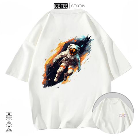 Áo Thun Nữ, Áo Phông Nam Nữ Unisex Tay Lỡ ICETEE Mã i46 Hình in Phi Hành Gia Chất Cotton Form Rộng Phong Cách Ulzzang
