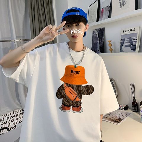 Áo thun ICETEE Gấu đeo túi chéo, Áo Phông, Áo Unisex, 100% Cotton, Tay Lỡ Form Oversize i63