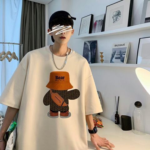 Áo thun ICETEE Gấu đeo túi chéo, Áo Phông, Áo Unisex, 100% Cotton, Tay Lỡ Form Oversize i63