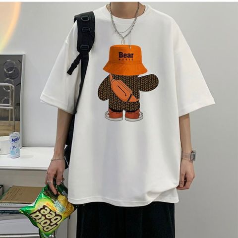 Áo thun ICETEE Gấu đeo túi chéo, Áo Phông, Áo Unisex, 100% Cotton, Tay Lỡ Form Oversize i63