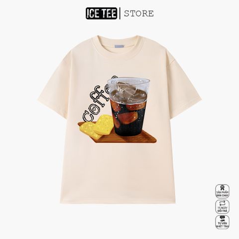 Áo Thun Nữ, Áo Phông Nam Nữ Unisex Tay Lỡ ICETEE Mã i30 Hình in Cốc Cafe Cute Chất Cotton Form Rộng Phong Cách Ulzzang
