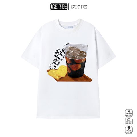 Áo Thun Nữ, Áo Phông Nam Nữ Unisex Tay Lỡ ICETEE Mã i30 Hình in Cốc Cafe Cute Chất Cotton Form Rộng Phong Cách Ulzzang