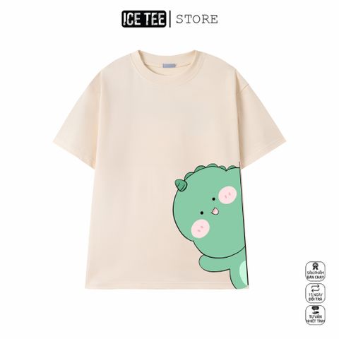 Áo Thun Khủng Long ICETEE i07 Unisex Cottton Co Giãn, Áo Phông Tay Lỡ Cổ Tròn Form Oversize Thời Trang Nam Nữ